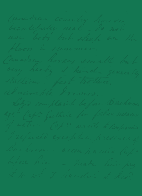 Illustration en noir et blanc d’un homme chauve, aux favoris bruns, habillé d’un veston foncé, d’une chemise blanche et d’un nœud papillon. L’homme figure au centre d’une page où il est inscrit : Lettres et journal personnel de John Young.
